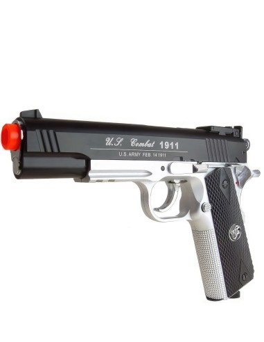 Win Gun Special Combat 1911 Airsoft Co2 Pistol Gun 500FPS Metal Slide Silver Black