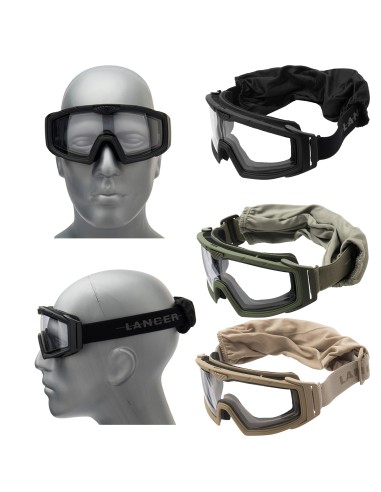 Lancer Tactical Airsoft Goggles with ANSI Z87.1 Rated Clear Lens